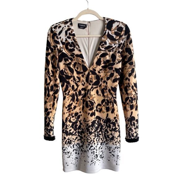 D2 Bebe Leopard Cheetah Bodycon Party  Dress Size XS‎ - Picture 1 of 8